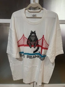 Vintage 90s B Kilban Cat San Francisco Bridge T-Shirt Size XXL - Picture 1 of 8