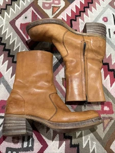 vintage frye Style 60's campus short banana  yellow square toe western boot 10 - Picture 1 of 14
