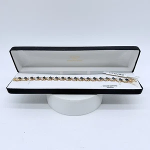 18K Gold über Sterlingsilber 7,5 in echtem Saphir & Diamant Akzent Armband - Bild 1 von 10