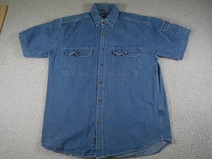 Camisa Denim De Colección Para Hombres Azul Mediana Vaquero Occidental Rodeo Rancho Tareas Granero Campo - Imagen 1 de 9