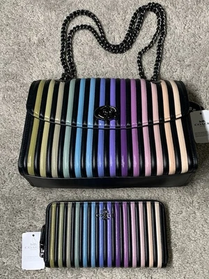 NEW Coach Ombre Quilting Parker Leather Pastel Multicolor Shoulder Bag&Wallet - Image 1 of 4