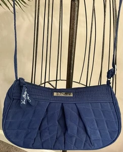 Vera Bradley marineblau gesteppte Frannie Halbmond Umhängetasche Handtasche gebraucht, in einwandfreiem Zustand - Bild 1 von 12