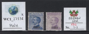 WC1_27536_K. AEGEAN COL.: GENERAL. 1911 commemorative set. Sc. 1-2. MLH & MNH - Picture 1 of 1