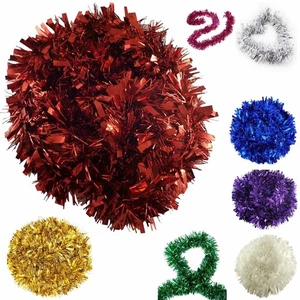 Irisierende fein geschnittene 1,8 m dicke Lametta Girlanden Weihnachtsbaum hängende Dekoration UK - Bild 1 von 9