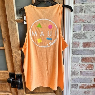 Maui And Sons Logo Mango Tank Top Mens Med Sleeveless Shirt Orange NWT - Image 1 of 4