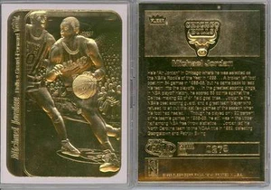 PEGATINA DE NOVATO MICHAEL JORDAN 1998 Fleer tarjeta de oro 23 kt borde blanco *BOGO* - Imagen 1 de 2