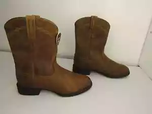 Ariat Herren Heritage Roper Cowboystiefel Zum Überziehen Runde Spitze Gepolstert Braun Größe 9 - Bild 1 von 9