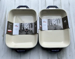 2 STAUB Gratinschalen rechteckig Steinzeug DUNKELBLAU 1,25 Quart NEU 1. Qualität - Bild 1 von 7