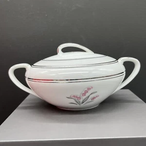 Noritake China LILYBELL 5556 Sugar Bowl Lugged Handles Pink Flowers MCM VTG - Picture 1 of 18