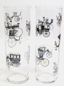 Libbey Tom Collins Glasses Set of 2 Antique Buggy Carriages MCM 14 Fl Oz - Picture 1 of 10