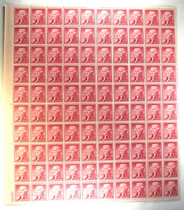 US STAMPS SCOTT #1033 THOMAS JEFFERSON 2C FULL SHEET MNH, 1956 - Picture 1 of 2