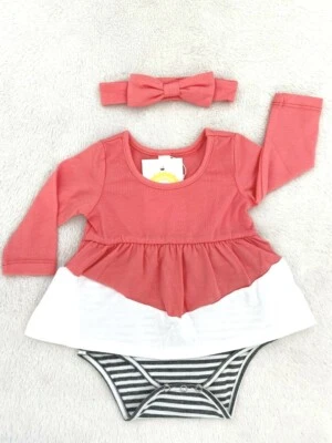 NEW Size 3-6 months Baby Girls Dress Red & White Baby Dress & Headband Set  - image 1 of 4
