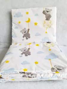 2 pc bedding set for crib pram bedside chicco next to me teddy bears sky clouds - Picture 1 of 1