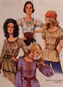 Vintage Sewing Pattern Simplicity 9313 Size 14 CUT BOHO blouse puff sleeve - Picture 1 of 4