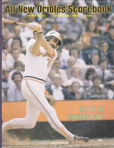 1980 Baltimore Orioles vs Yankees Program anotado John Lowenstein primera edición - Imagen 1 de 3