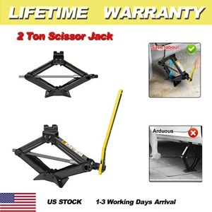 2 Ton Tonne Scissor Jack Set Lift Wind Up For Car Van Garage Home Emergency Tool - Bild 1 von 17