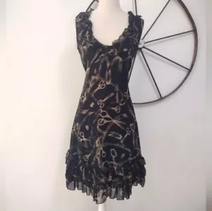 Moschino Jeans black ruffle scissors ribbon crafting themes dress 12 - Picture 1 of 12