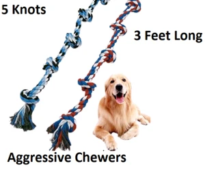 Dog Rope Toy for Aggressive Chewers Large Dog Toys Teeth Cleaning - Picture 1 of 14