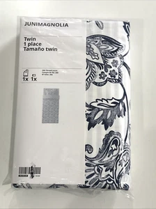 Ikea JUNIMAGNOLIA Twin Duvet Cover w/ Pillowcase Bed Set blue Floral Brand New - Picture 1 of 8