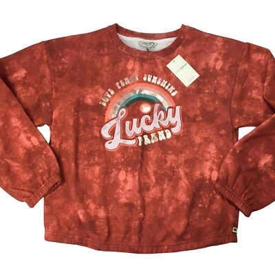 Lucky Brand NWT Crop Sweatshirt LOVE PEACE SUNSHINE Rainbow Girls XL 16 - Image 1 of 4