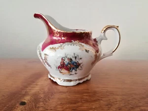 FF Porcellana Italien Milchkännchen Milch Kanne rot gold Blume Rokoko 50er 8 cm - Bild 1 von 5