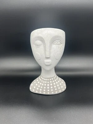 Mod Resin Winking Face Head Vase Planter Gray - Image 1 of 4