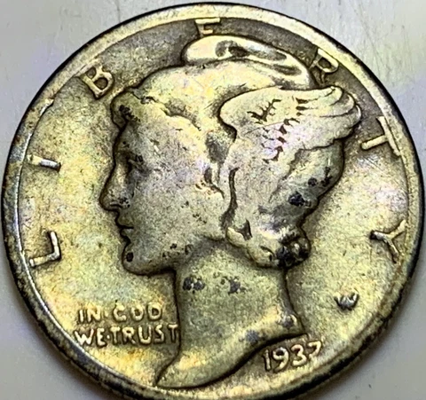 1937-P 0.9 Silver Mercury Dime VF: All Sticks In Fasces Cover