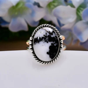 White Buffalo Turquoise Gemstone 925 Sterling Silver Jewelry Ring, Gift For Her - Picture 1 of 4