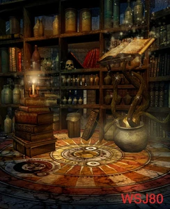 Vinyl Halloween Wizard Room Bookshelf Photo Background Studio Backdrop 5X7FT LB - Picture 1 of 8