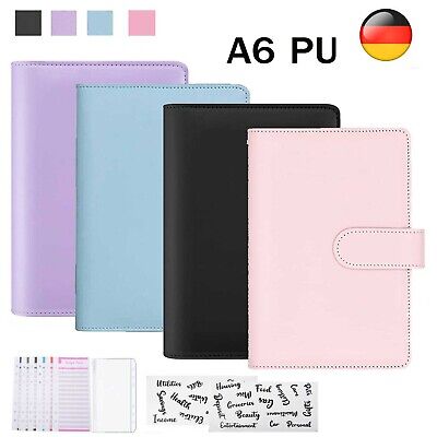 A6 Budget Binder Planer Geldumschläge PU Leder Notebook Cover Binder Taschen DE • 10.51€