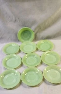 10 VINTAGE FIRE KING ALICE JADITE 6" SAUCERS! - Picture 1 of 4
