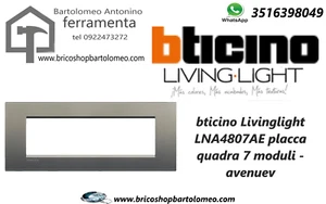 bticino Livinglight LNA4807AE placca quadra 7 moduli - avenuev - Foto 1 di 1
