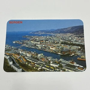 Postcard Aerial View Bergen Norway Harbor Port Bridge Ship Boat Unposted - Picture 1 of 2