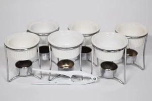 Butter Warmers Set Of 6 White Ceramic Set Includes Shell Cracker - Picture 1 of 10