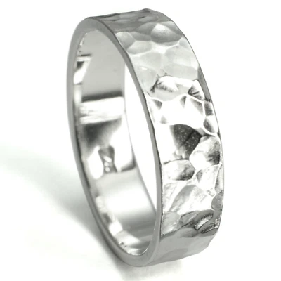 Ring aus 925 Silber für Damen Herren Silberring Damenring 5mm rund gehämmert - Bild 1 von 4