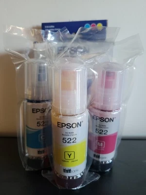 Paquete combinado de tinta amarilla cian magenta original Epson 522 paquete sellado 29/12 T522520S Foto 1 de 4