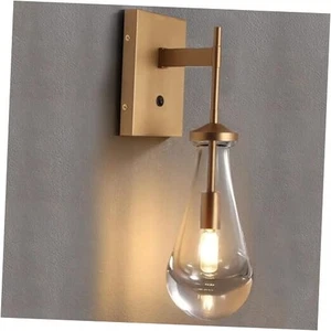 Raindrop Wall Sconces Glass Wall Sconce with On Off Switch, Brushed Brass - Picture 1 of 8