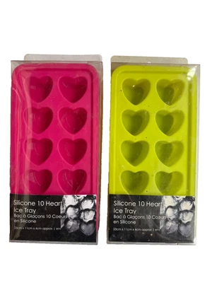Silicone Ice Tray Candle Moulds 10 Heart Shaped Moulds Pack Of 2 Trays Multi Use - Image 1 of 4