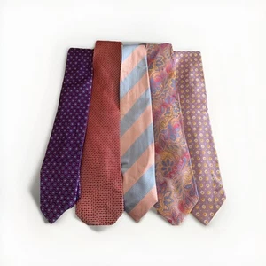 Vintage Mix Men's Patterned Mixed Material Designs Bundle Necktie Ties x5 - Picture 1 of 4