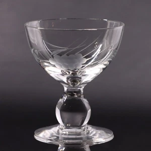 Weizen Geätzt Kristall Likör Cocktail Glas 3 5/8" Kugel Stiel Vintage MCM - Bild 1 von 5