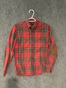 J Crew Hemd Herren XS rot kariert Flanell Ellenbogen Patch Button Down Freizeit FA16 - Bild 1 von 7