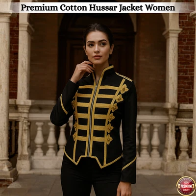 Premium Cotton Hussar Jacket Women Halloween Costume Jacket With Zipper Closure - Image 1 of 2