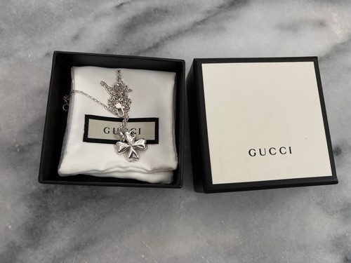 Collana in argento 100% autentica Gucci quadrifoglio 925