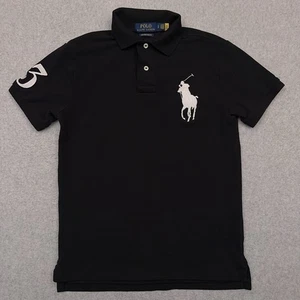 Polo Ralph Lauren Big Pony Polo Para Hombres Pequeño* Personalizado Calce Ajustado Negro Rugby #3 - Imagen 1 de 9