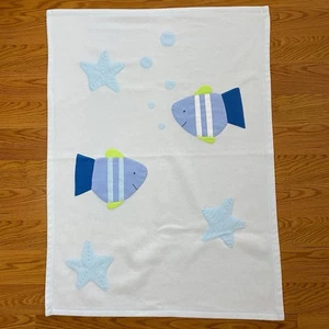 Coperta vintage 2000 Baby Gap pile pesce blu 30x40 - Foto 1 di 7