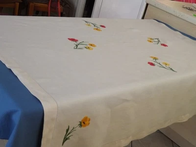 nappe en lin, 1.22 m X 1.16 m, ancienne - Photo 1/4
