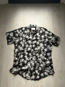 Camicia uomo Oro Los Angeles con bottoni manica corta taglia XL palme hawaiane - Foto 1 di 2