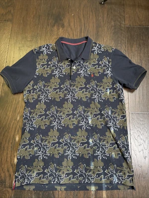 Carolina Herrera Polo Shirt Men’s Large Floral Print Navy Blue Nice! - Image 1 of 4