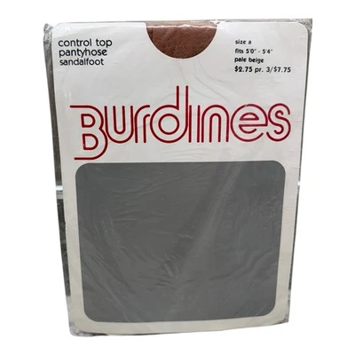 Vintage Burdines Control Top Pantyhose Pale Beige Size A Sandalfoot Fits 5’-5’4” - Image 1 of 2