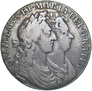 1689 Halfcrown - William & Mary British Silver Coin - Nice - Picture 1 of 2